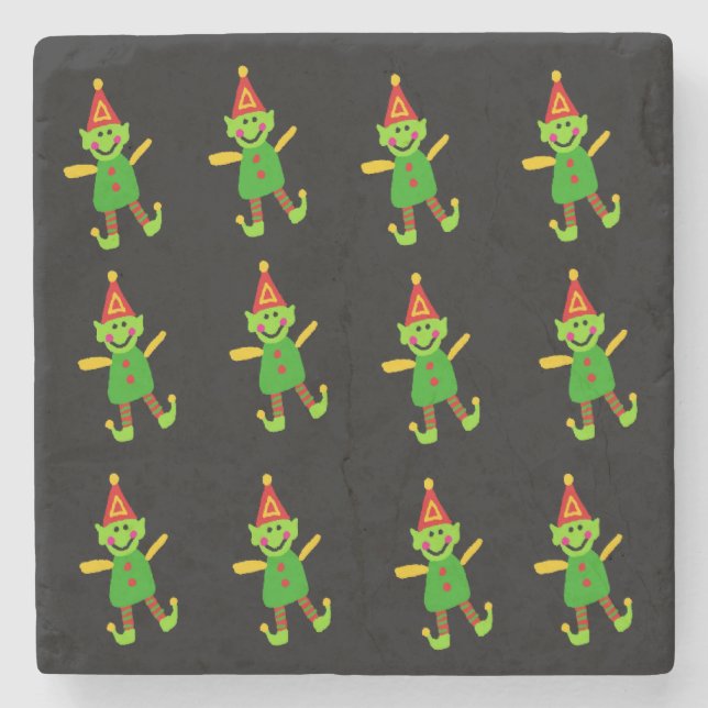 Christmas Marble Stone Coaster, Elf Coaster (Front)
