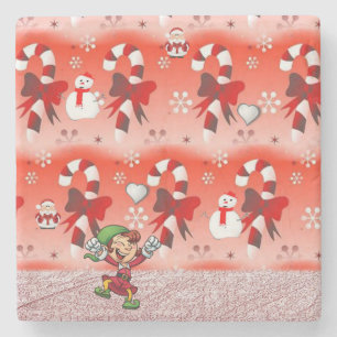 Christmas Marble Stone Coaster, Elf Coaster
