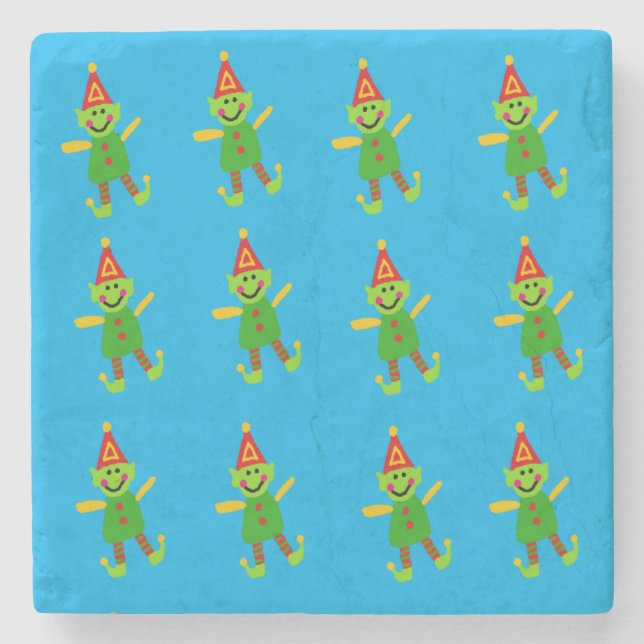 Christmas Marble Stone Coaster, Elf  Coaster (Front)