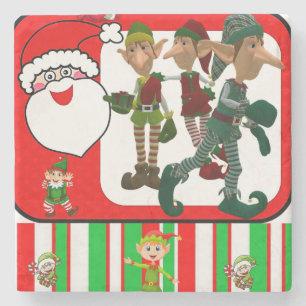 Christmas Marble Stone Coaster, Elf Coaster
