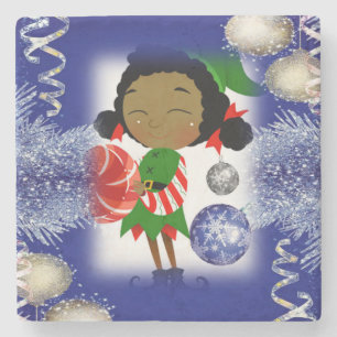 Christmas Marble Stone Coaster, Elf Coaster