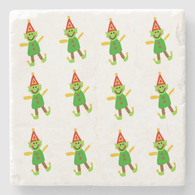 Christmas Marble Stone Coaster, Elf Coaster (Front)