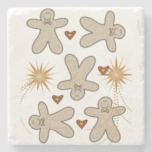 Christmas Marble Stone Coaster, Gingerbread Man Stone Coaster