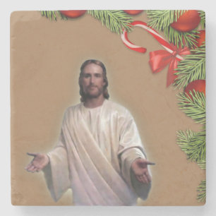 Christmas Marble Stone Coaster, Jesus Christ Coaster
