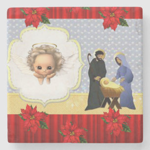 Christmas Marble Stone Coaster, Jesus Christ Coaster