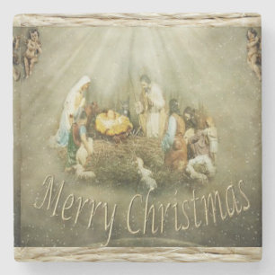 Christmas Marble Stone Coaster, Jesus Christ Coaster