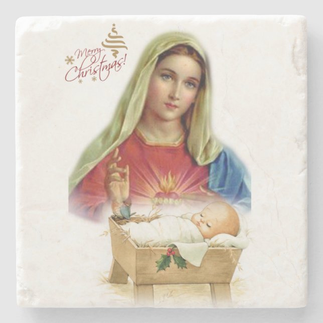 Christmas Marble Stone Coaster, Jesus Christ Coaster (Front)