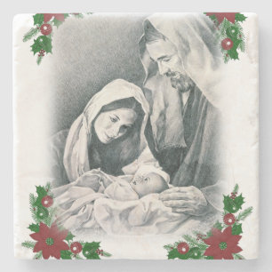 Christmas Marble Stone Coaster, Jesus Christ Coaster