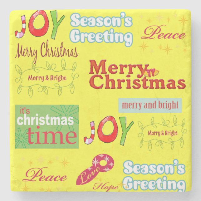 Christmas Marble Stone Coaster, Joy Peace  Coaster (Front)