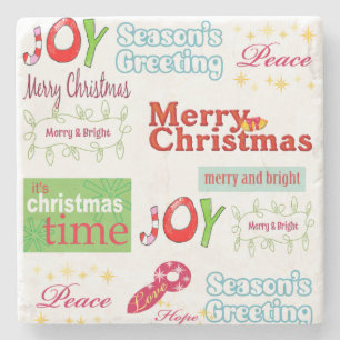 Christmas Marble Stone Coaster, Joy Peace Coaster