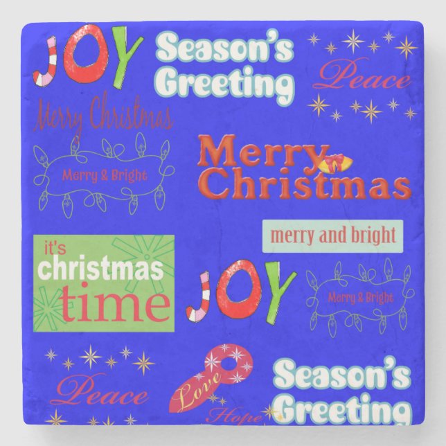 Christmas Marble Stone Coaster, Joy Peace  Coaster (Front)