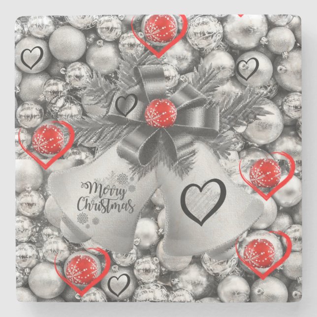 Christmas Marble Stone Coaster, Merry Christmas Coaster (Front)