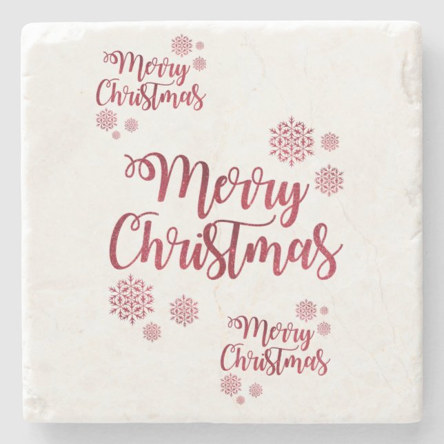 Christmas Marble Stone Coaster, Merry Christmas Coaster (Front)
