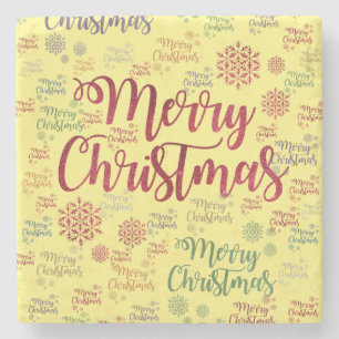 Christmas Marble Stone Coaster, Merry Christmas Coaster