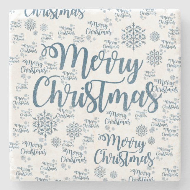 Christmas Marble Stone Coaster, Merry Christmas Coaster (Front)