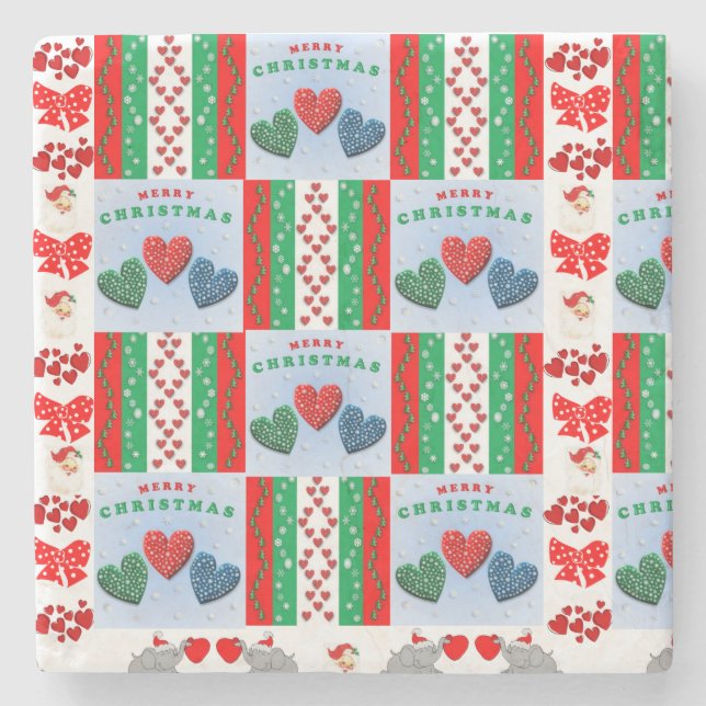Christmas Marble Stone Coaster, Merry Christmas Coaster (Front)