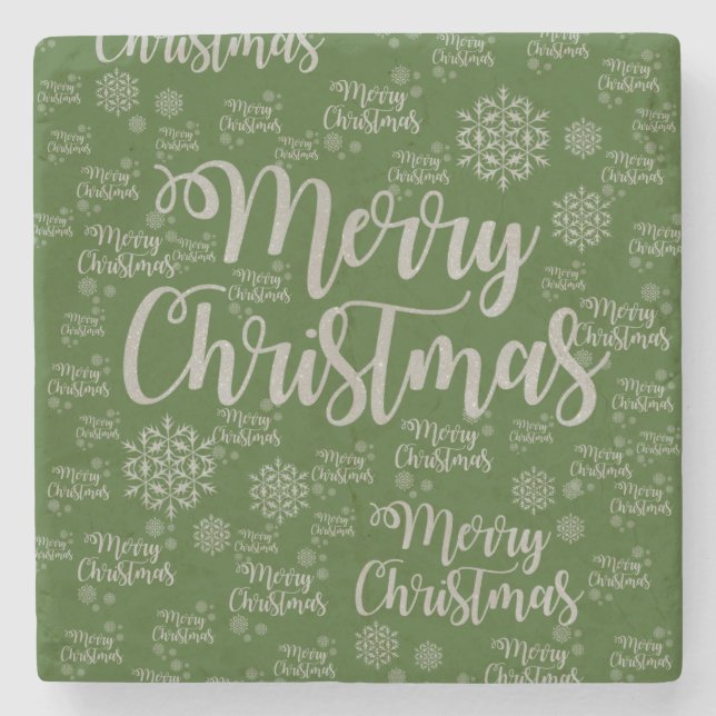 Christmas Marble Stone Coaster, Merry Christmas Coaster (Front)