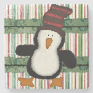 Christmas Marble Stone Coaster, Penguin Stripe Coaster