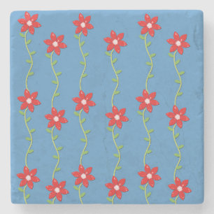 Christmas Marble Stone Coaster, Poinsettia  Coaster