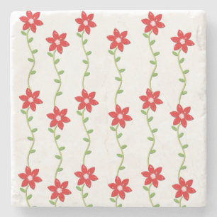 Christmas Marble Stone Coaster, Poinsettia Coaster
