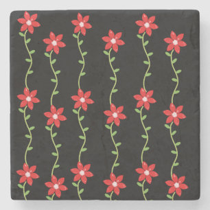 Christmas Marble Stone Coaster, Poinsettia  Coaster