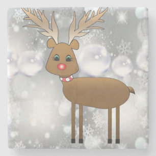 Christmas Marble Stone Coaster, Reindeer Coaster