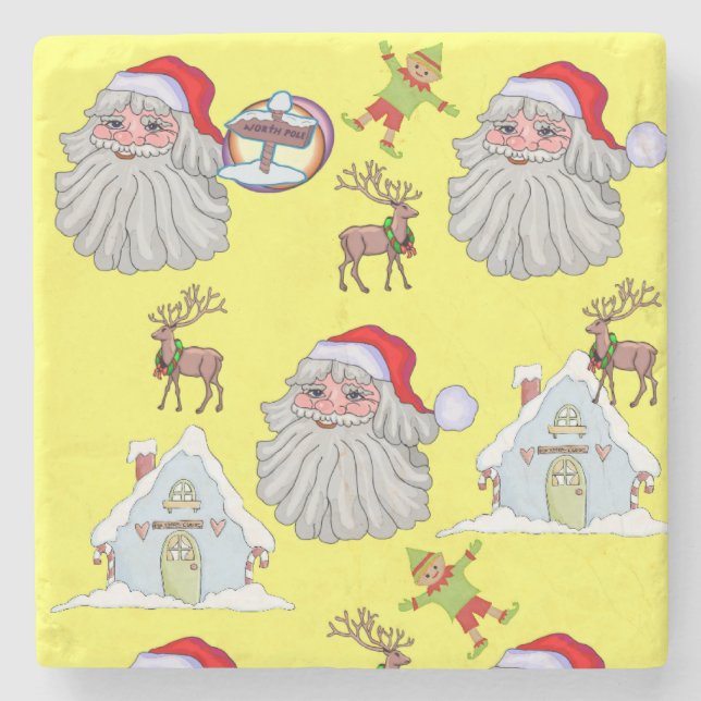 Christmas Marble Stone Coaster, Santa Claus  Coaster (Front)