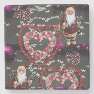 Christmas Marble Stone Coaster, Santa Coaster