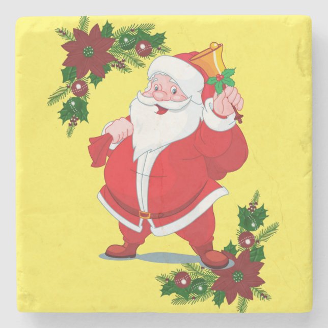Christmas Marble Stone Coaster, Santa Coaster (Front)
