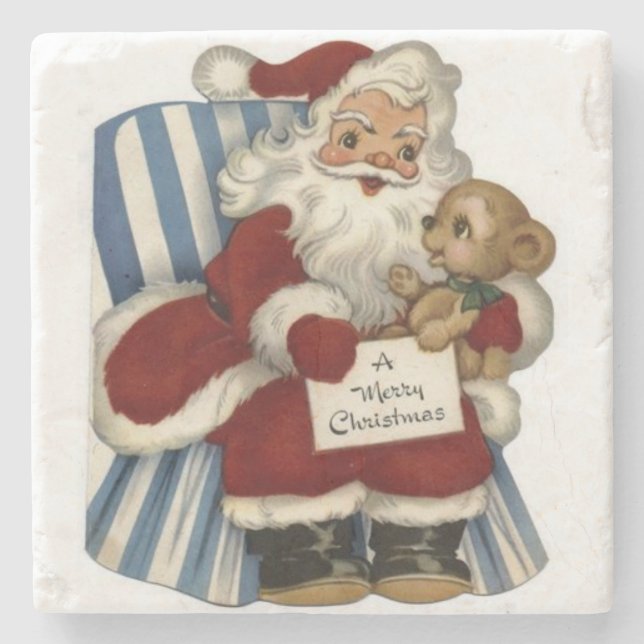 Christmas Marble Stone Coaster, Santa Coaster (Front)