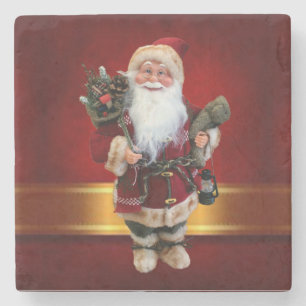 Christmas Marble Stone Coaster, Santa Coaster