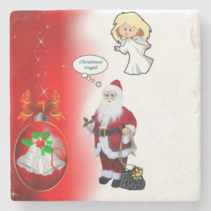 Christmas Marble Stone Coaster, Santa Coaster