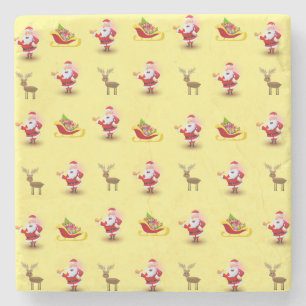Christmas Marble Stone Coaster, Santa Coaster