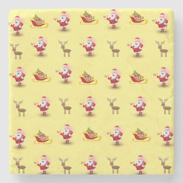 Christmas Marble Stone Coaster, Santa Coaster (Front)