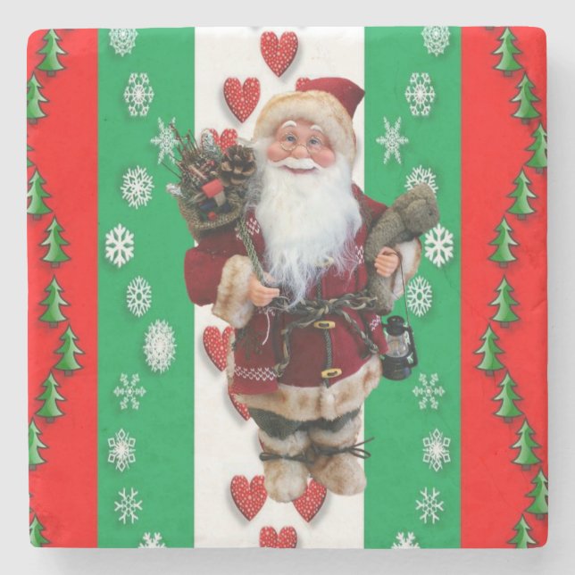 Christmas Marble Stone Coaster, Santa Coaster (Front)