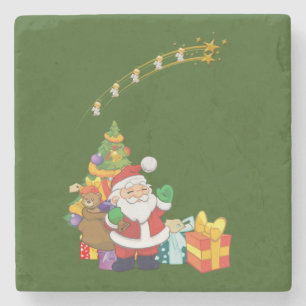 Christmas Marble Stone Coaster, Santa Coaster