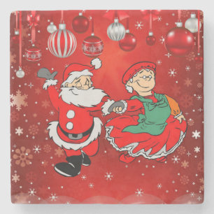 Christmas Marble Stone Coaster, Santa Coaster