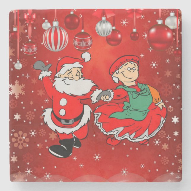 Christmas Marble Stone Coaster, Santa Coaster (Front)