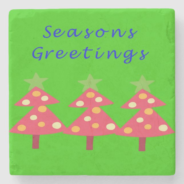 Christmas Marble Stone Coaster, Season's Greetings Coaster (Front)