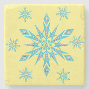 Christmas Marble Stone Coaster, Snowflake Coaster
