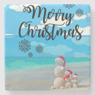 Christmas Marble Stone Coaster, Snowman Coaster