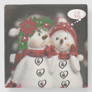 Christmas Marble Stone Coaster, Snowman Coaster