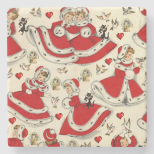 Christmas Marble Stone Coaster, Vintage Coaster