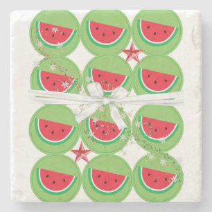 Christmas Marble Stone Coaster, Watermelon Bow Coaster