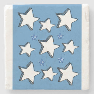 Christmas Marble Stone Coaster, White Stars Coaster