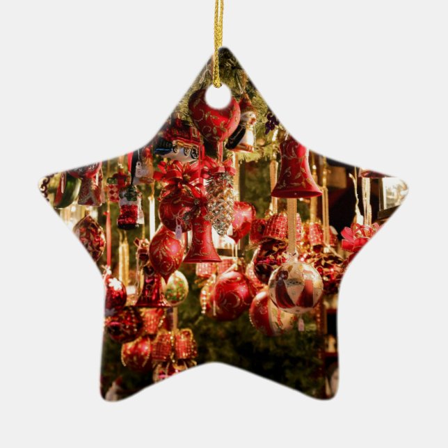 Christmas Market Hanging Baubles Nuremberg Ceramic Tree Decoration (Front)