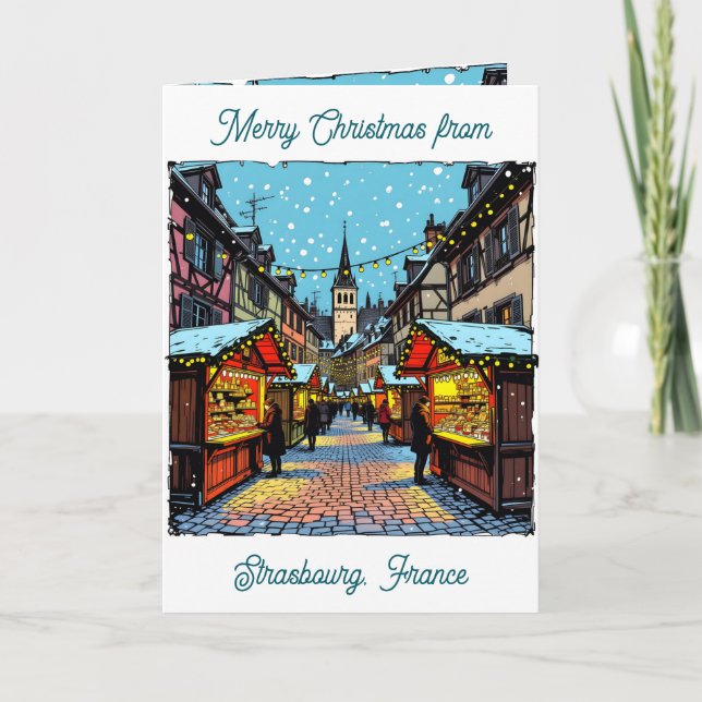 Christmas Market in Strasbourg, France Poem Card (Front)