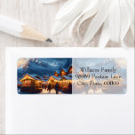 Christmas market in the mountains - custom<br><div class="desc">This Return Adress Label features a deep snowy village in the mountains in the evening. People walk thickly dressed over the festively lit Christmas market. A romantic motif for all who love Christmas! Pretty decor for your Christmas greetings!</div>