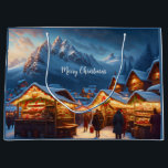 Christmas market in the mountains - custom large gift bag<br><div class="desc">This Gift Bag features a deep snowy village in the mountains in the evening. People walk thickly dressed over the festively lit Christmas market. A romantic motif for all who love Christmas! Pretty for your Christmas gifts!</div>
