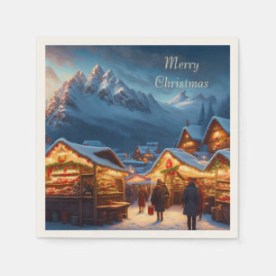 Christmas market in the mountains - custom napkin